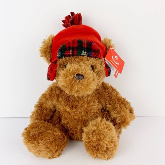 Aurora Christmas Brown Teddy Bear Stuffed Plush Toy - Picture 1 of 8